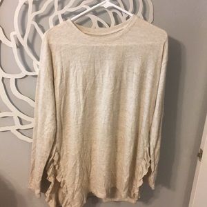 Aerie long sleeve ruffle slit tee